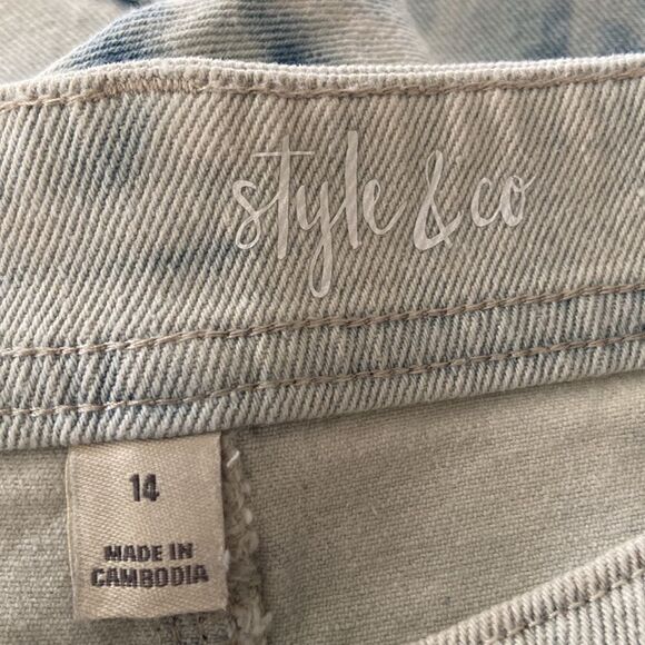 Style & Co NWOT tie dye high rise slim leg denim jeans 14 - Picture 7 of 9